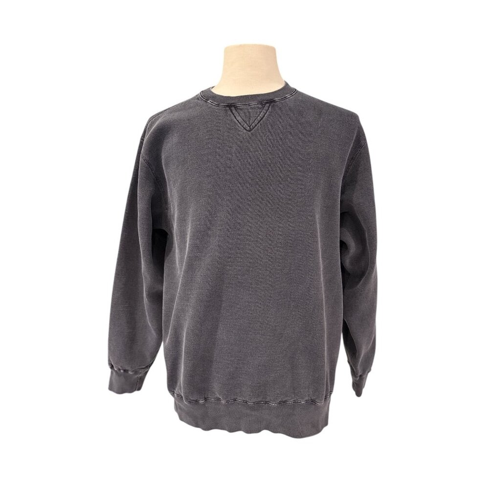 Revtown Mens Washed Black Crewneck Sweatshirt Large Cotton Blend Made In Canada